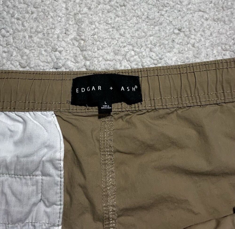 Edgar + Ash Men Shorts Size L Tan Khaki Elastic Waist Cotton Stretch Pull On - Picture 6 of 9